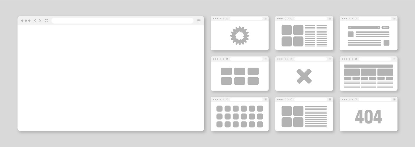 Web browser window pages layout with toolbar vector image