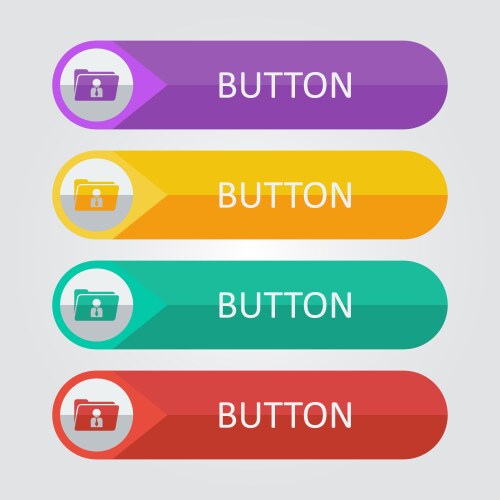 Flat buttons with folder user icon vector image
