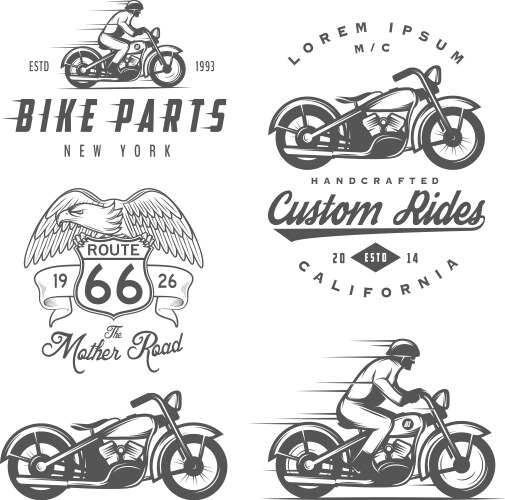 Vintage Motorcycle Elements & Labels Vector Image