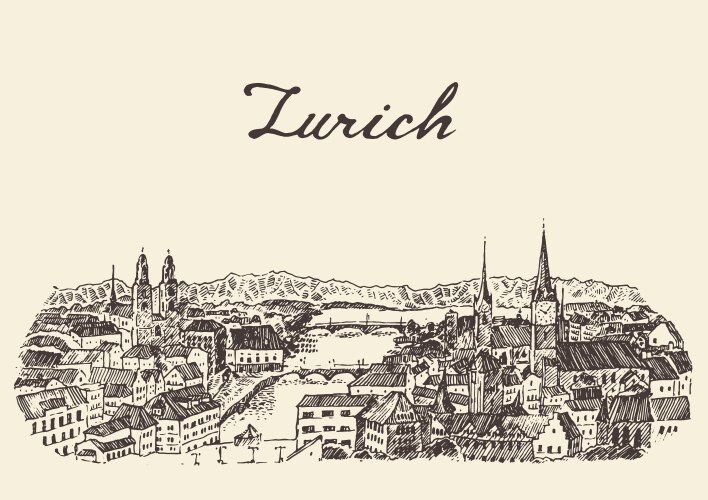 Zurich Skyline Sketch Vector Image