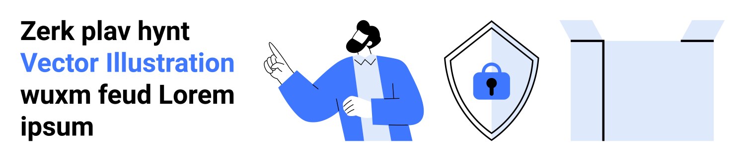 Man pointing towards secure shield with lock vector image