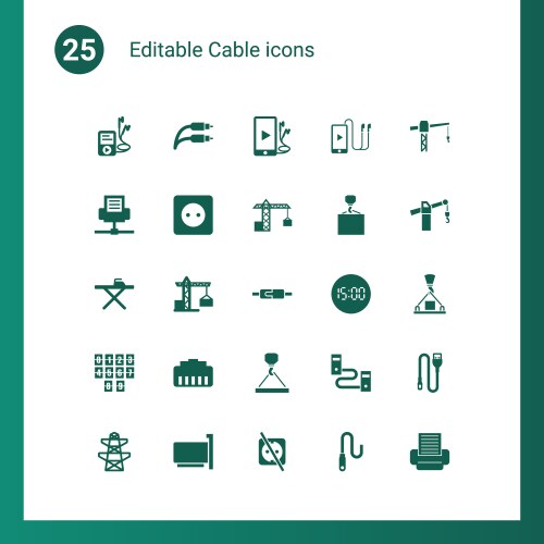 13 cable icons Royalty Free Vector Image - VectorStock