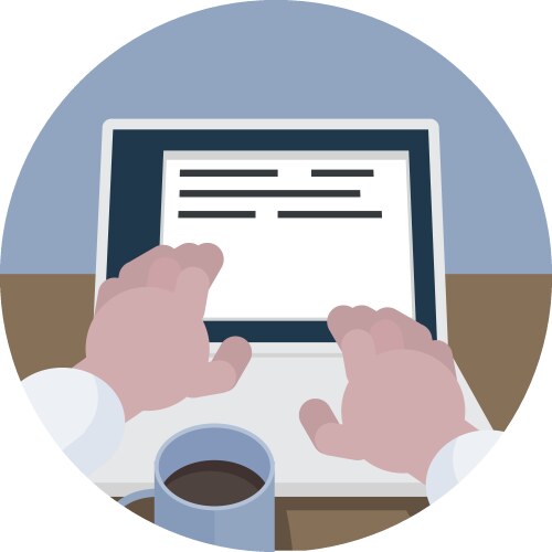 Programmer coding on laptop computer work desk vector image