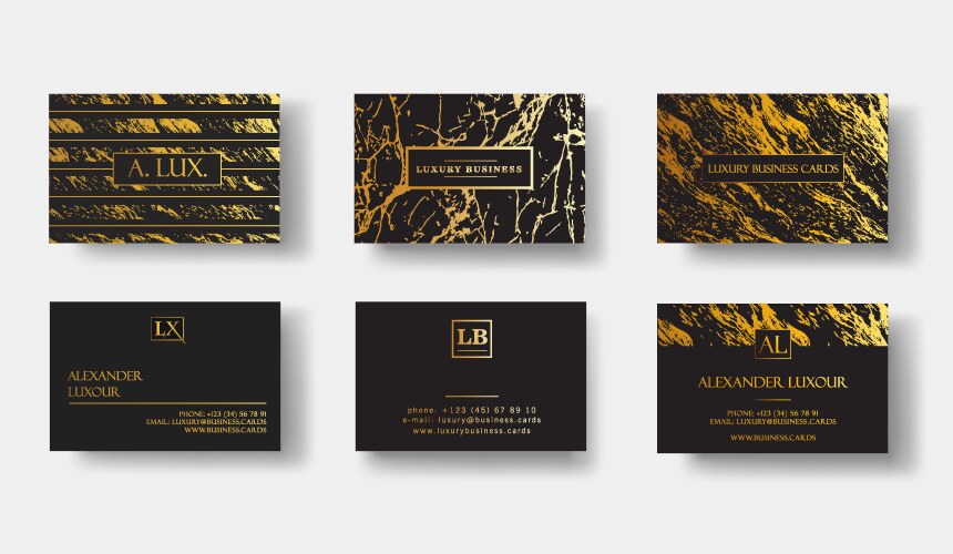 Luxury Black Marble Business Cards Vector Image