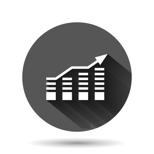 Chart graph icon in flat style arrow grow vector image