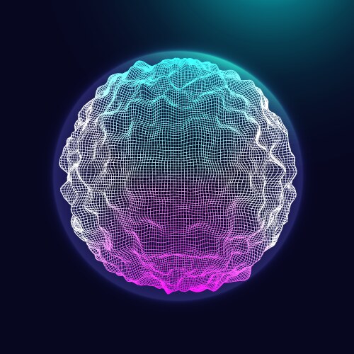 abstract sphere background with waves 3d surface vector