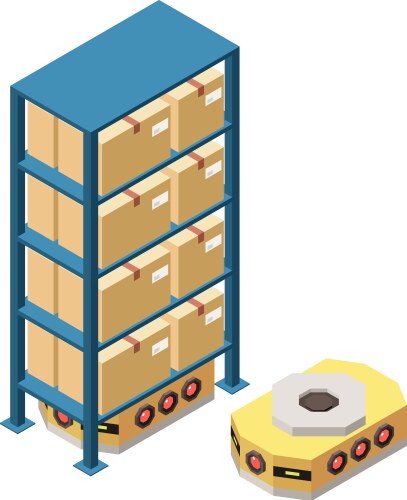 Isometric automated warehouse robots modern Vector Image