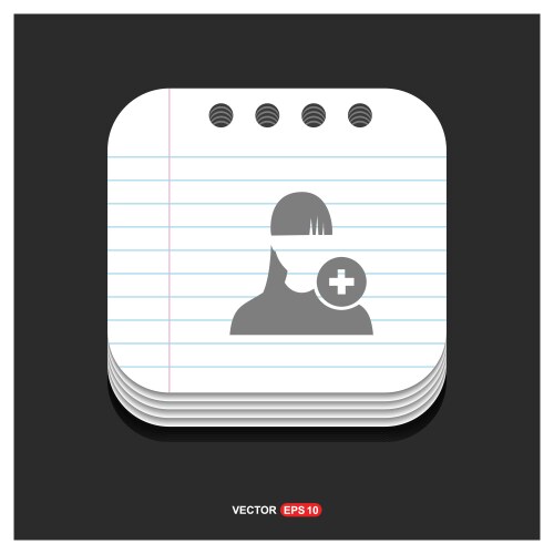 Add user icon gray on notepad style template vector image