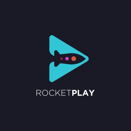 modern minimalist rocket play logo icon template vector