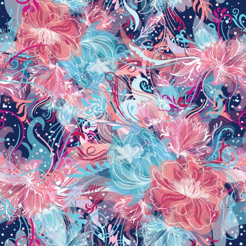 Pattern with magic light flowers Royalty Free Vector Image
