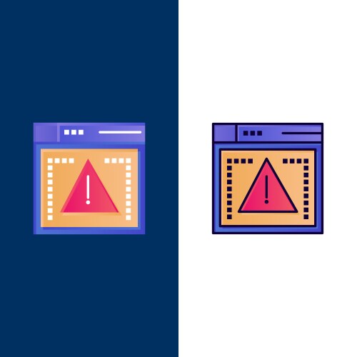 Computing coding error icons flat and line filled vector image