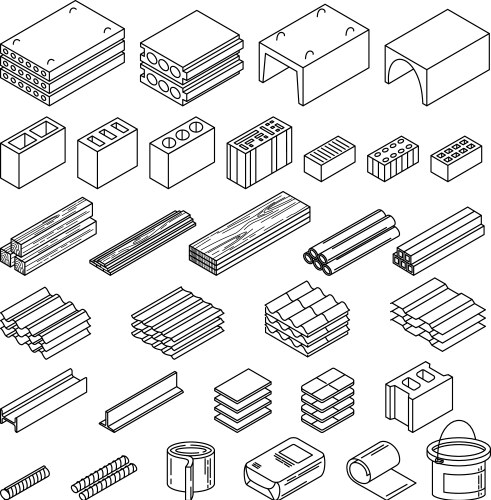 Construction materials icon set Royalty Free Vector Image