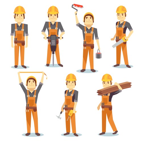 Professional construction workers Royalty Free Vector Image