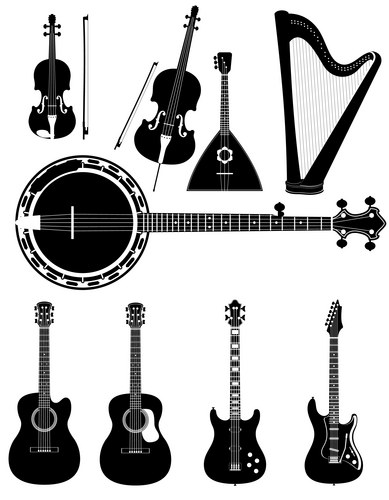 White Vector Instruments Black and White Musical Instruments Set – Royalty-Free Vector | VectorStock