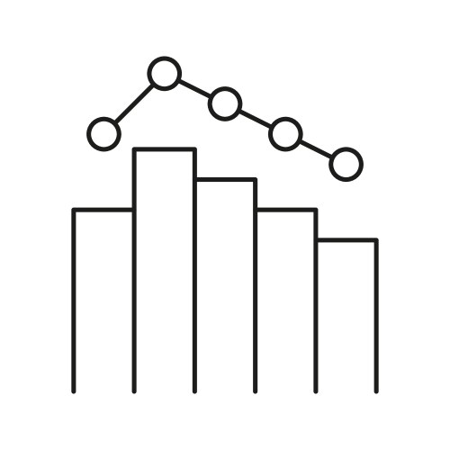 Bar chart with line graph solid icon data vector image