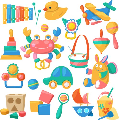 Kids toys cartoon games for children Vector Image