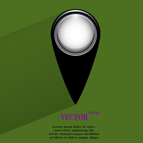 Map pointers flat modern web button with long vector image