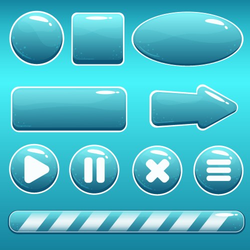 Water Button & Loading Bar UI Elements vector image