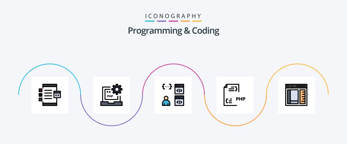 Programming and coding line filled flat 5 icon vektorbild