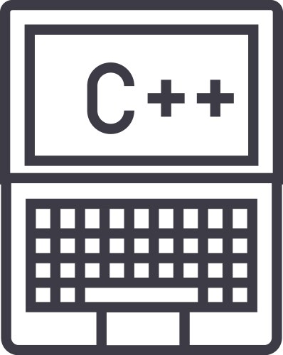 Programming coding c plus line icon sign vector image
