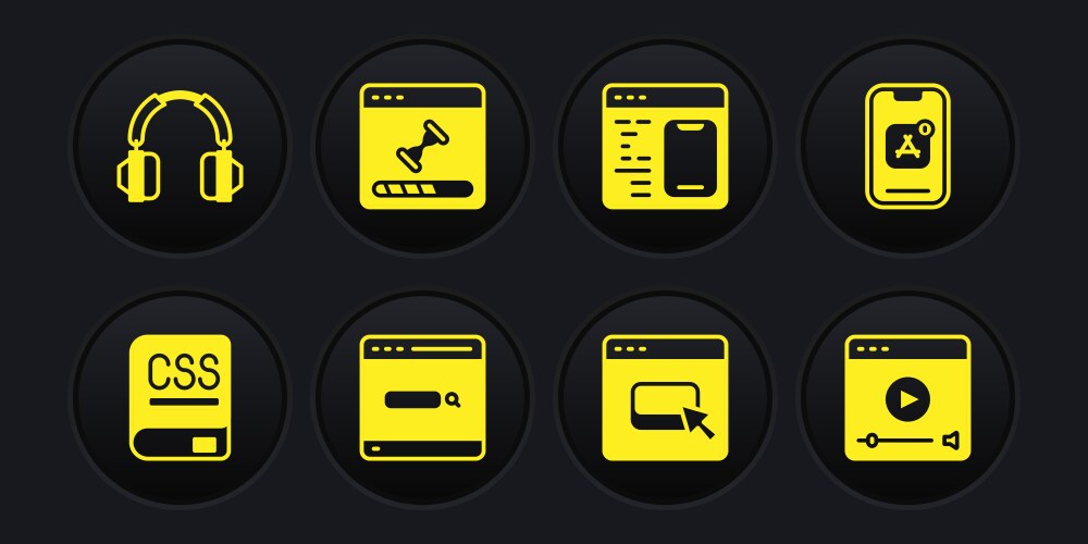 Set books about programming mobile apps search vector image