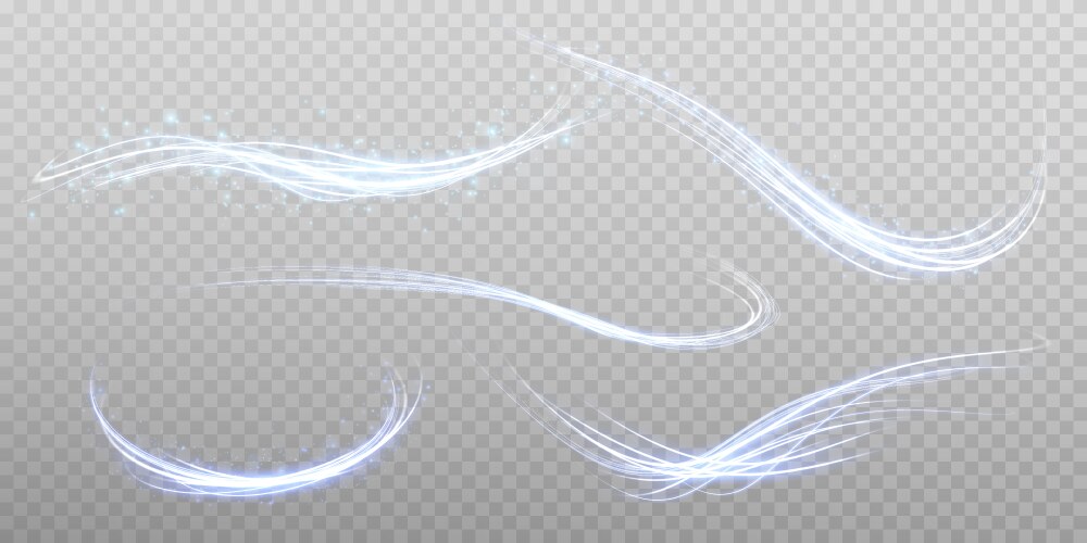 Set of abstract light lines movement and speed vector image