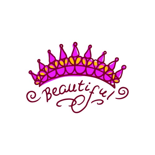 Beautiful pink crown drawing - simple hand drawn Vector Image