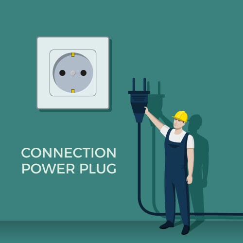 electricity plug connection unplugged wire light vector image