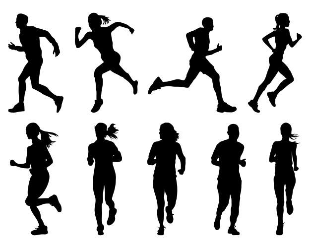 Running Silhouettes - Athletic Figures Vector Image