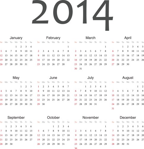 2014 calendar in notebook Royalty Free Vector Image
