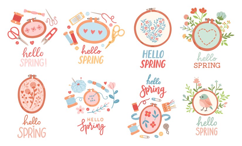 Spring Hand Lettering Set Vector Image