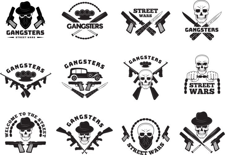 Bandits labels mafia stylized monochrome badges Vector Image