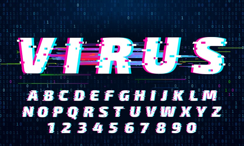 Glitch Font: Digital Noise &amp; Distortion Vector Image