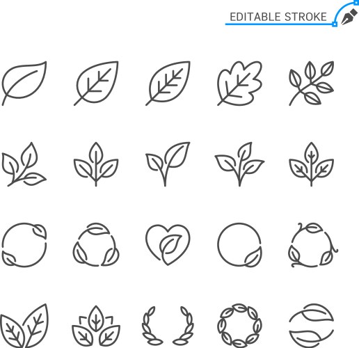 Plant line icons editable stroke Royalty Free Vector Image