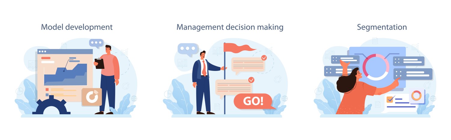 Predictive analytics set process of using data vector image