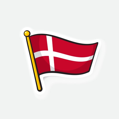 sticker flag denmark on flagstaff vector image