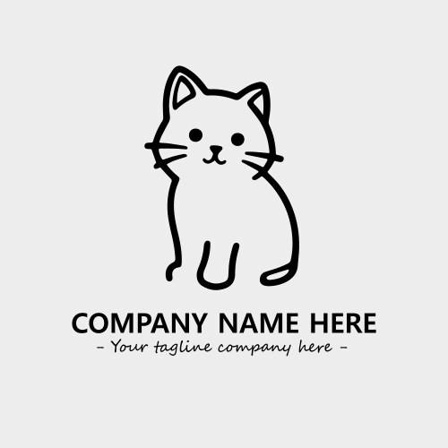 Cat character black and white for logo company Vector Image