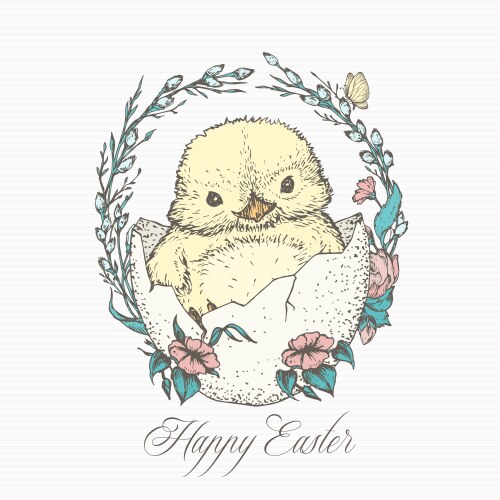 Hand drawn cute easter greetings card bunny – Royalty-Free Vector ...