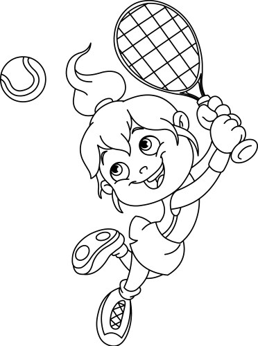 Outlined tennis girl vector image