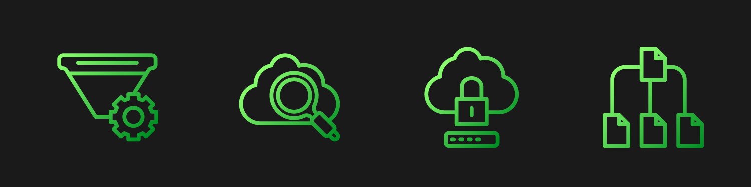 Set line cloud computing lock filter setting vector image