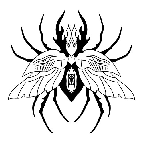 Creepy celestial beetle with human eyes in dark Vector Image