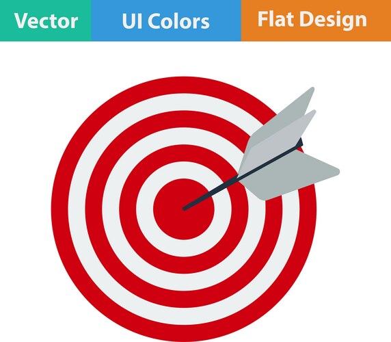 flat design icon of target with dart vector image