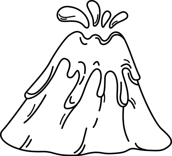 Volcano outline white on background Royalty Free Vector