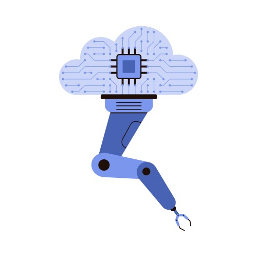 cloud with circuit and mechanic robotic arm smart vector image