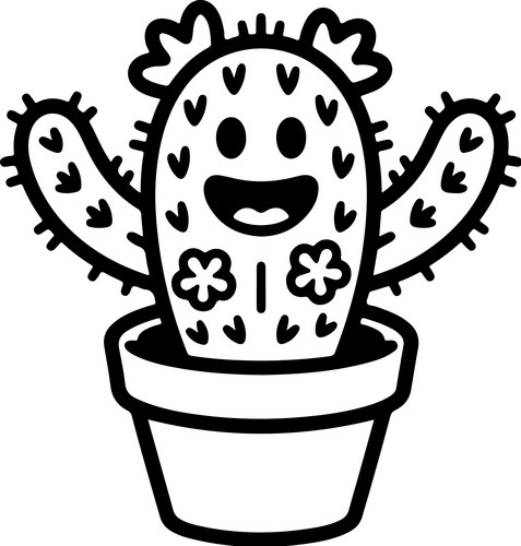 Cute Smiling Cactus in Pot Vector Image