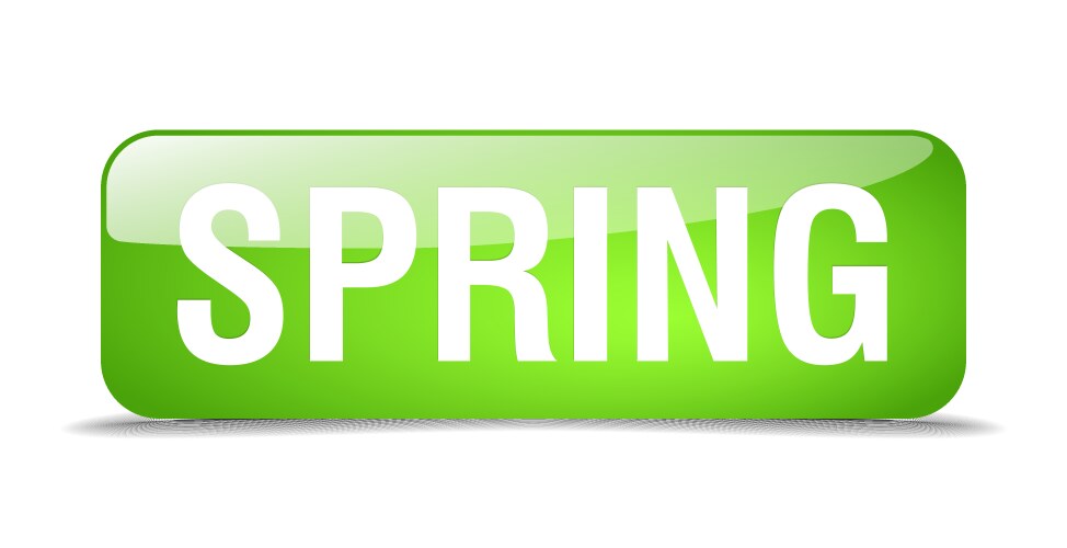 Spring green square 3d realistic isolated web vector image