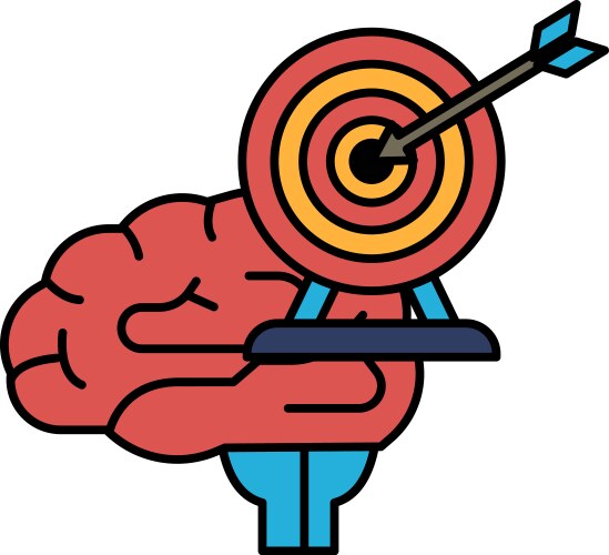 A brain with red arrow pointing to target vector image