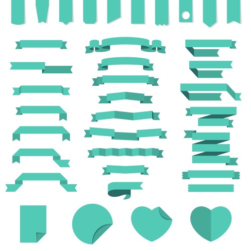 Ribbons set design in green flat ribbon banners Vector Image