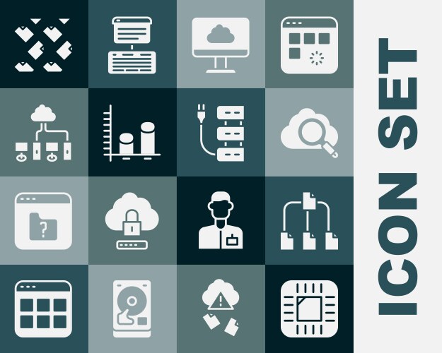 Set processor with cpu folder tree search cloud vector image