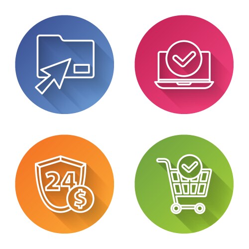 Set line cursor click document folder laptop vector image